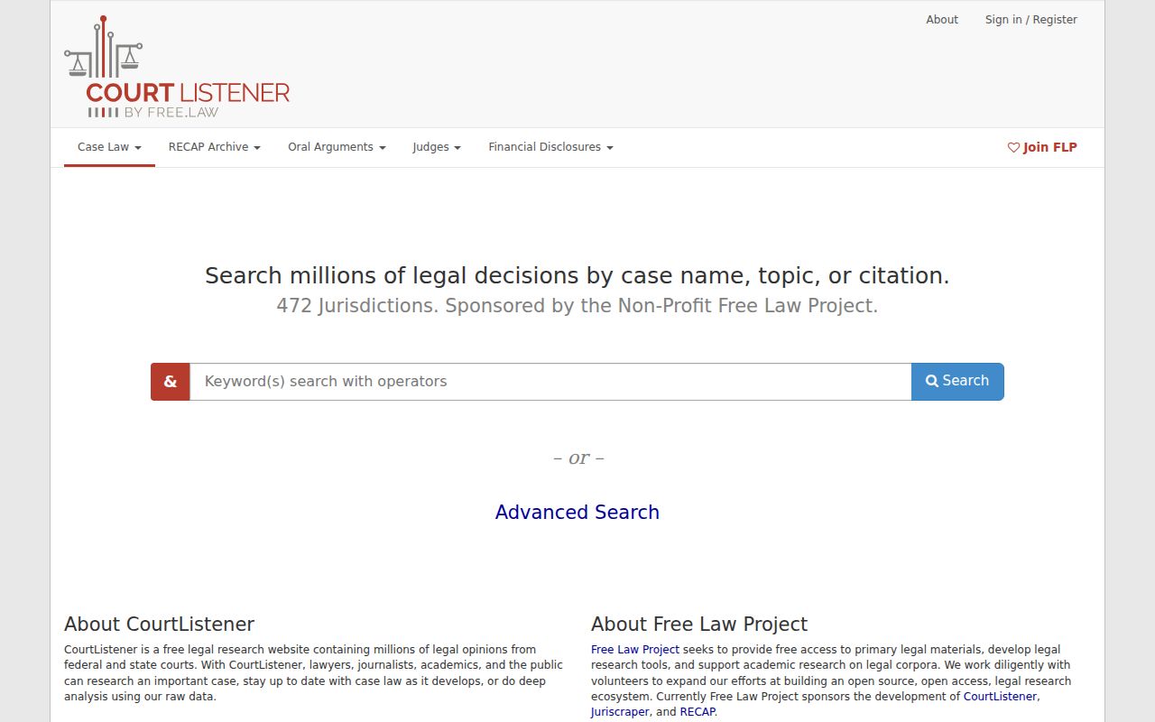 Hillsdale County case search record type image showing the CourtListener RECAP public docket index