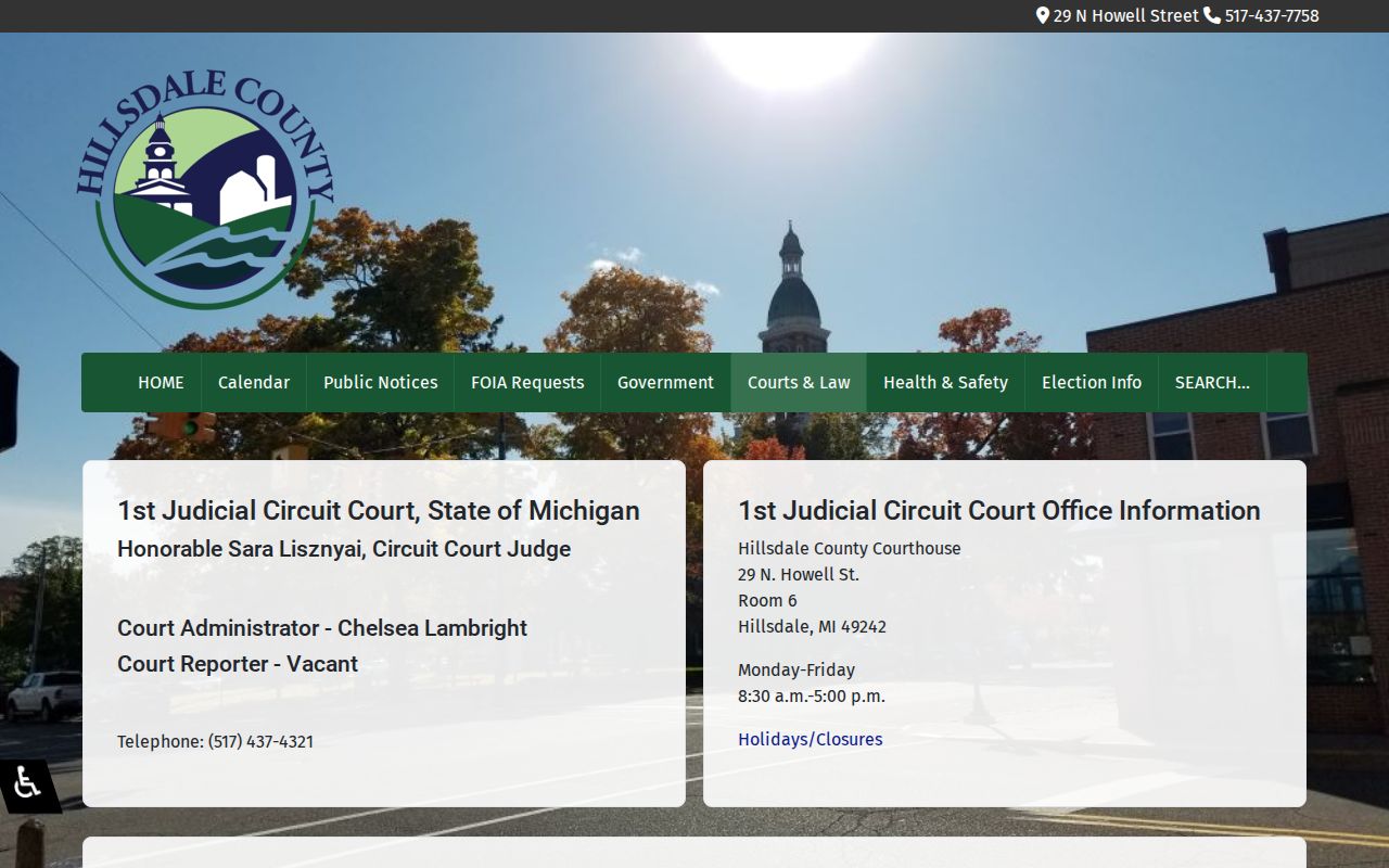Hillsdale court calendar circuit online docket record instructions