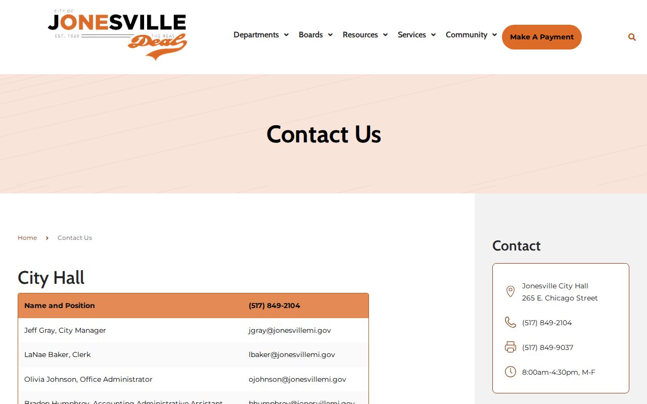 Jonesville court docket city hall public record contact